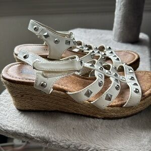 Michael Kors White Studded Wedge Sandals